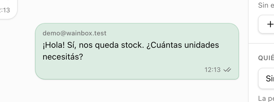 Una burbuja de mensaje enviado con sus ticks de entrega